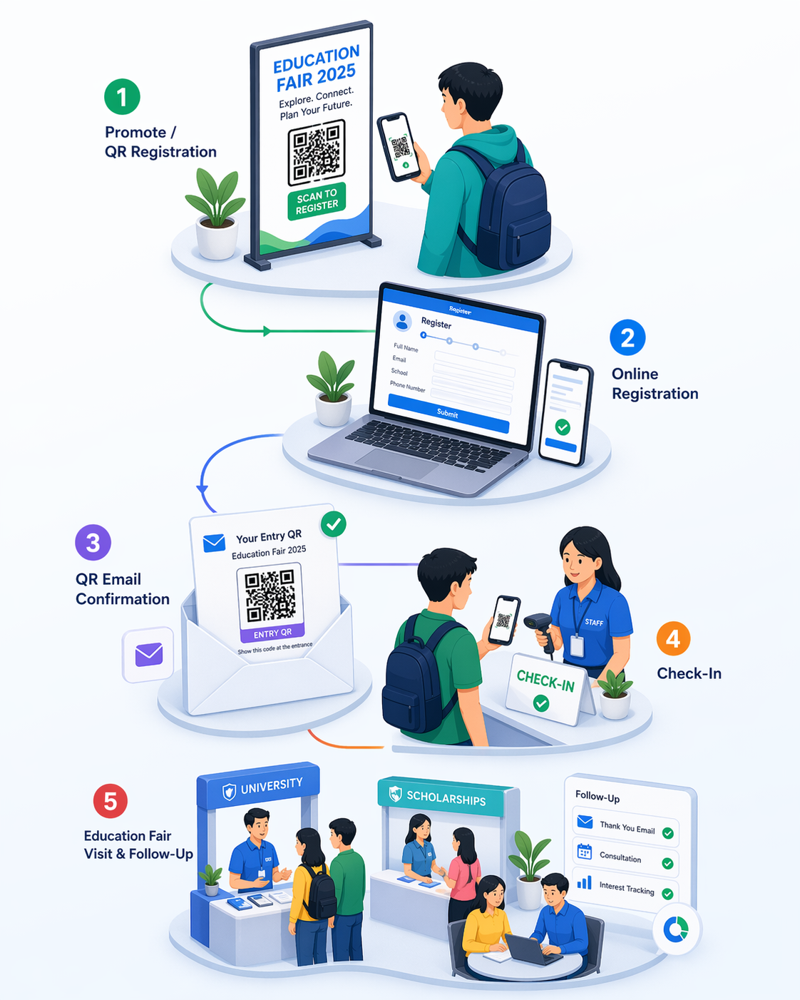 Education fair example using event management system