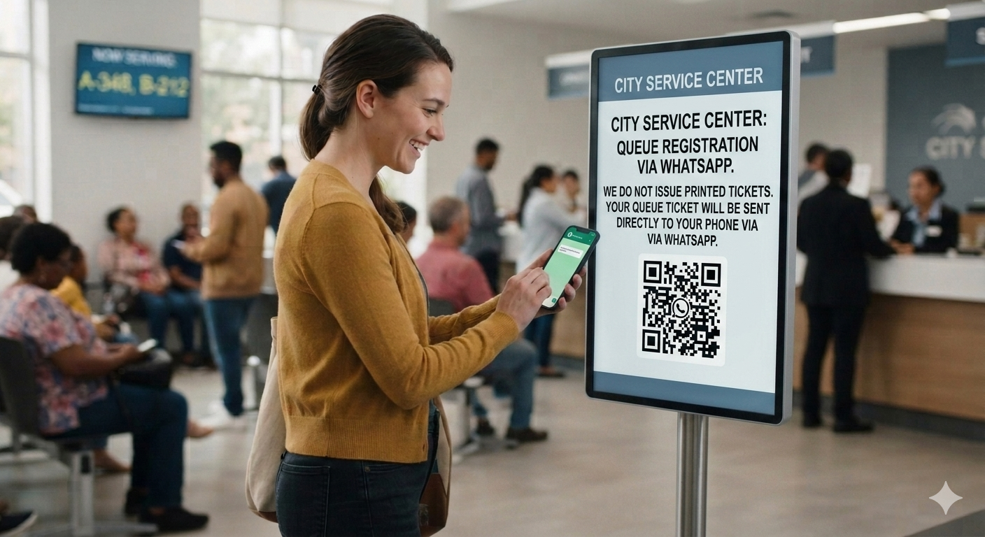 Customer scanning the QR code to join the queue