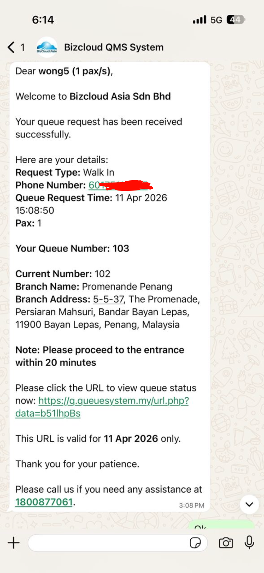 WhatsApp Ticket
