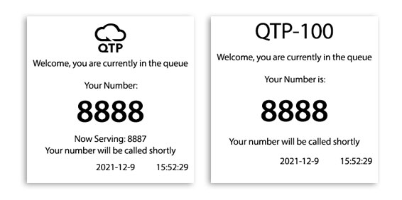 qtp100 queue ticket sample